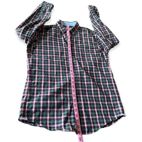 J. Crew Men’s Button Front Long Sleeve Red Green Blue Plaid Cotton Shirt, Medium - Picture 6 of 8